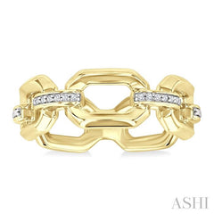 ASHI Gold Vermeil Bold Rectangular Shape Link Diamond Ring 85439PPSSSLRG-GV