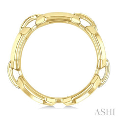 ASHI Gold Vermeil Bold Rectangular Shape Link Diamond Ring 85439PPSSSLRG-GV