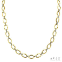ASHI Gold Vermeil Bold Oval Shape Link Diamond Necklace 85455PPSSSLNK-GV