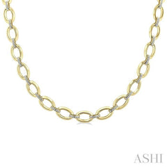 ASHI Gold Vermeil Bold Oval Shape Link Diamond Necklace 85455PPSSSLNK-GV