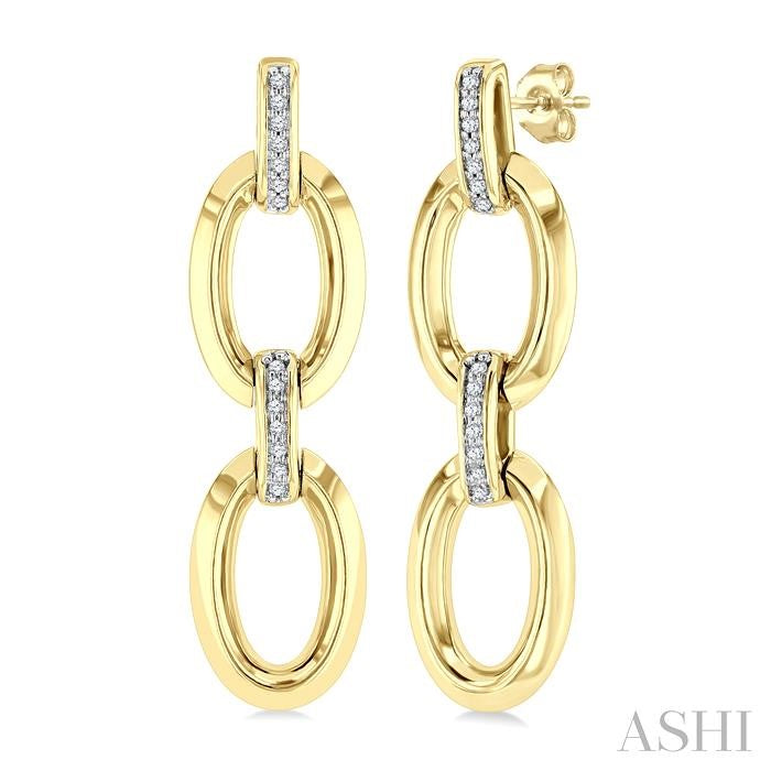 ASHI Gold Vermeil Bold Oval Shape Link Diamond Earrings 85458PPSSSLER-GV