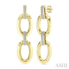 ASHI Gold Vermeil Bold Oval Shape Link Diamond Earrings 85458PPSSSLER-GV