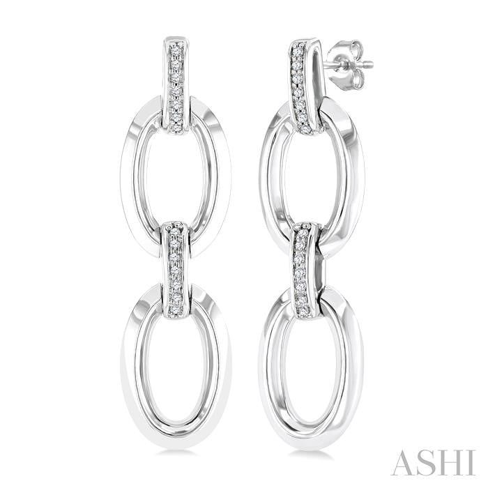 ASHI Silver Bold Oval Shape Link Diamond Earrings 85458PPSSSLER