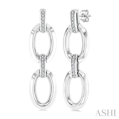 ASHI Silver Bold Oval Shape Link Diamond Earrings 85458PPSSSLER