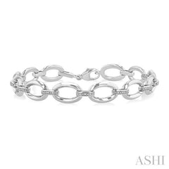 ASHI Silver Bold Oval Shape Link Diamond Fashion Bracelet 85458PPSSSLTB