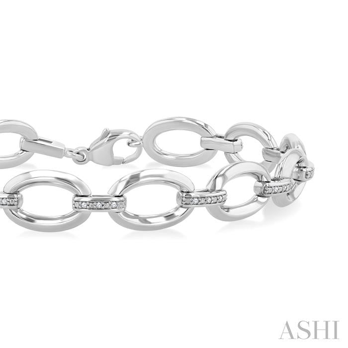 ASHI Silver Bold Oval Shape Link Diamond Fashion Bracelet 85458PPSSSLTB