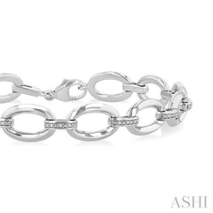 ASHI Silver Bold Oval Shape Link Diamond Fashion Bracelet 85458PPSSSLTB