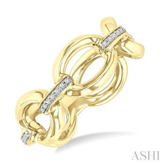 ASHI Gold Vermeil Bold Oval Shape Link Diamond Ring 85459PPSSSLRG-GV