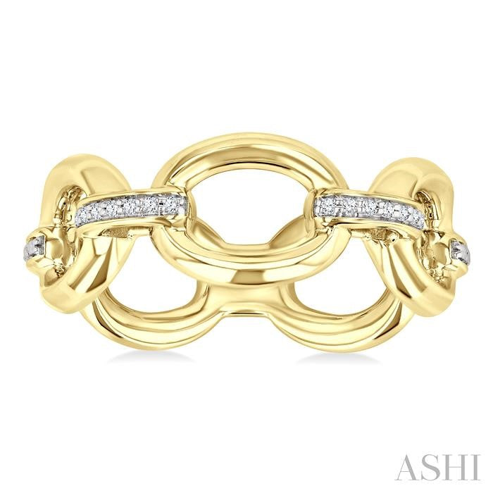 ASHI Gold Vermeil Bold Oval Shape Link Diamond Ring 85459PPSSSLRG-GV