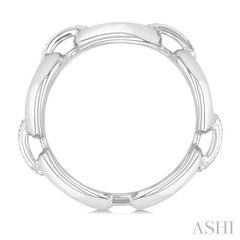 ASHI Silver Bold Oval Shape Link Diamond Ring 85459PPSSSLRG