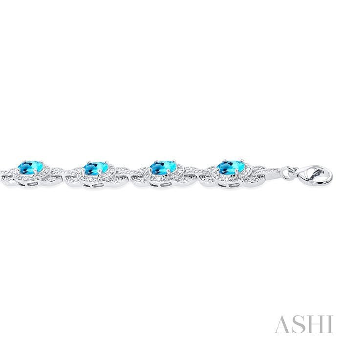 ASHI Silver Oval Shape Gemstone & Diamond Bracelet 85508PPSSBTSLTB