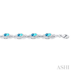 ASHI Silver Oval Shape Gemstone & Diamond Bracelet 85508PPSSBTSLTB