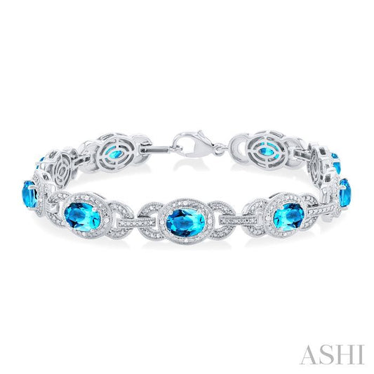ASHI Silver Oval Shape Gemstone & Diamond Bracelet 85508PPSSBTSLTB