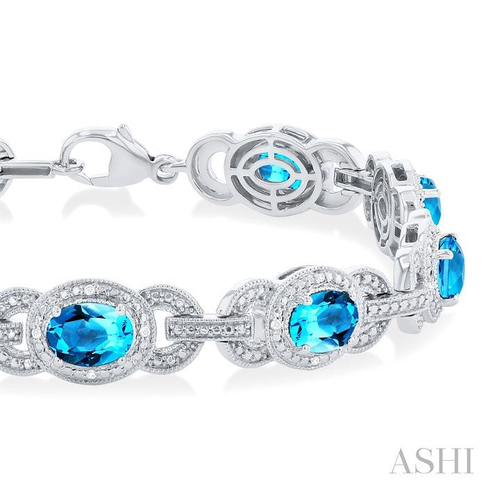 ASHI Silver Oval Shape Gemstone & Diamond Bracelet 85508PPSSBTSLTB