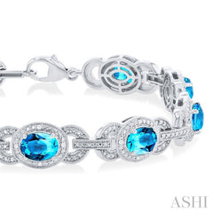 ASHI Silver Oval Shape Gemstone & Diamond Bracelet 85508PPSSBTSLTB