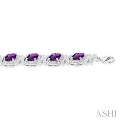 ASHI Silver Cushion Shape Gemstone & Diamond Bracelet 85528PPSSAMSLTB
