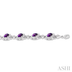 ASHI Silver Cushion Shape Gemstone & Diamond Bracelet 85588PPSSAMSLTB