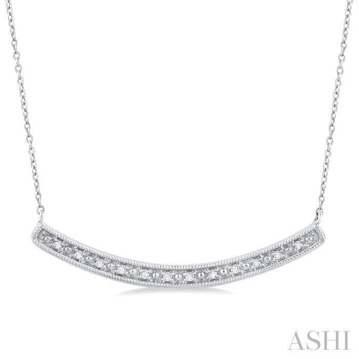 ASHI Silver Curved Bar Diamond Pendant 85609PPSSSLPD