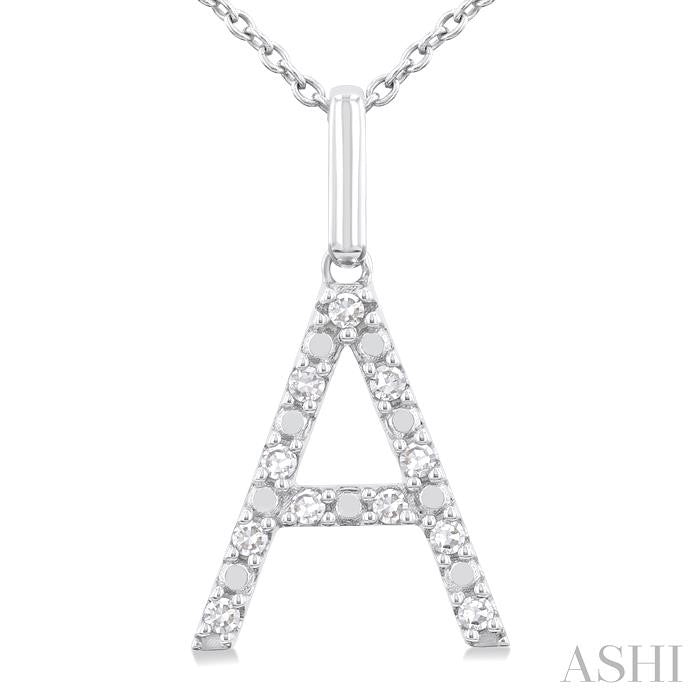 ASHI Silver Block 'A' Initial Diamond Pendant 85678PPSSSLPD-A