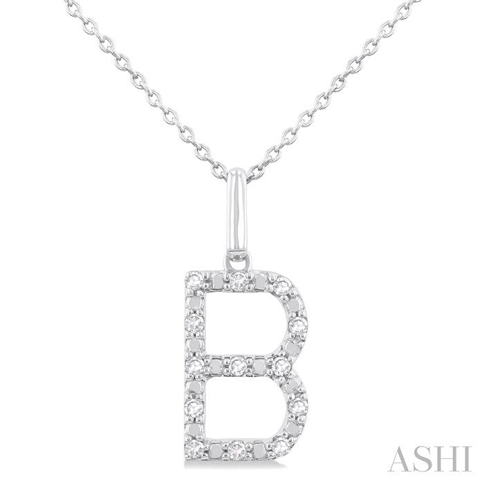 ASHI Silver Block 'B' Initial Diamond Pendant 85678PPSSSLPD-B