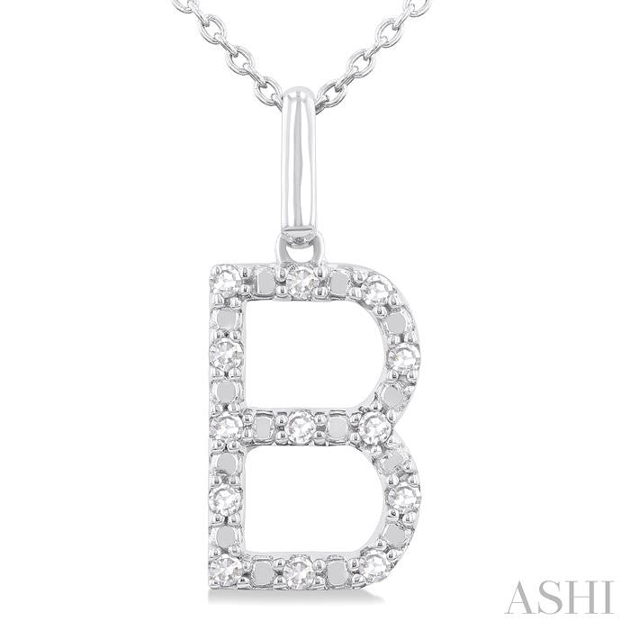 ASHI Silver Block 'B' Initial Diamond Pendant 85678PPSSSLPD-B