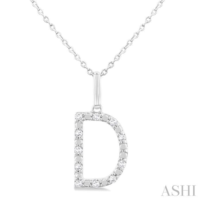 ASHI Silver Block 'D' Initial Diamond Pendant 85678PPSSSLPD-D