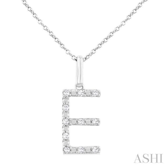 ASHI Silver Block 'E' Initial Diamond Pendant 85678PPSSSLPD-E