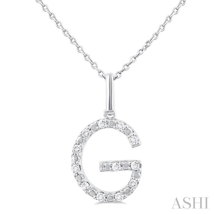 ASHI Silver Block 'G' Initial Diamond Pendant 85678PPSSSLPD-G