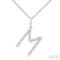 ASHI Silver Block 'M' Initial Diamond Pendant 85678PPSSSLPD-M