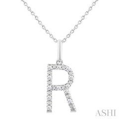 ASHI Silver Block 'R' Initial Diamond Pendant 85678PPSSSLPD-R