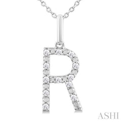 ASHI Silver Block 'R' Initial Diamond Pendant 85678PPSSSLPD-R
