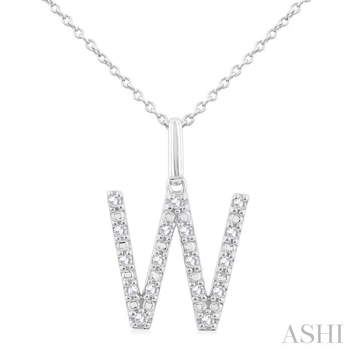 ASHI Silver Block 'W' Initial Diamond Pendant 85678PPSSSLPD-W