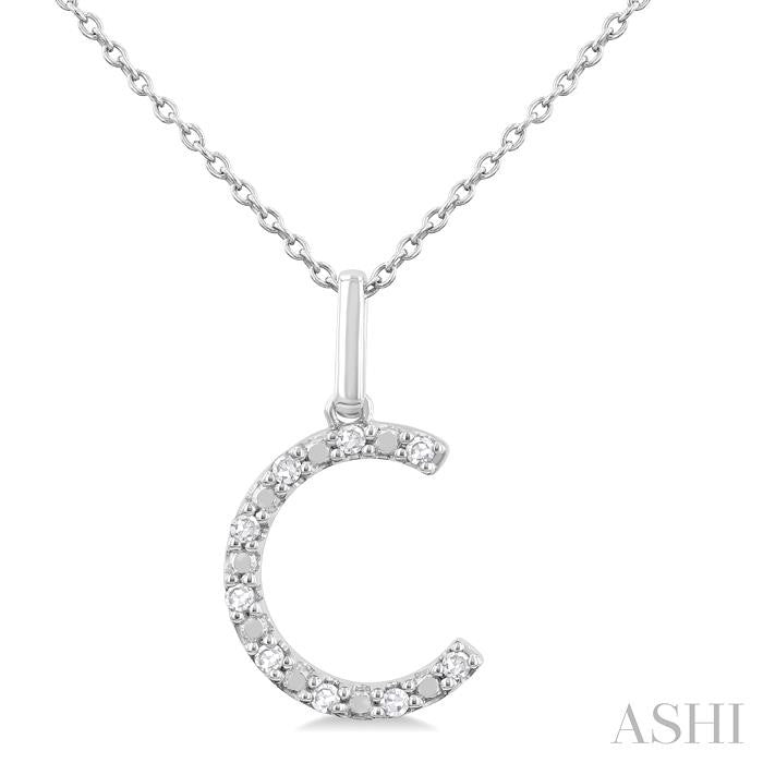 ASHI Silver Block 'C' Initial Diamond Pendant 85679PPSSSLPD-C