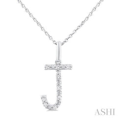 ASHI Silver Block 'J' Initial Diamond Pendant 85679PPSSSLPD-J