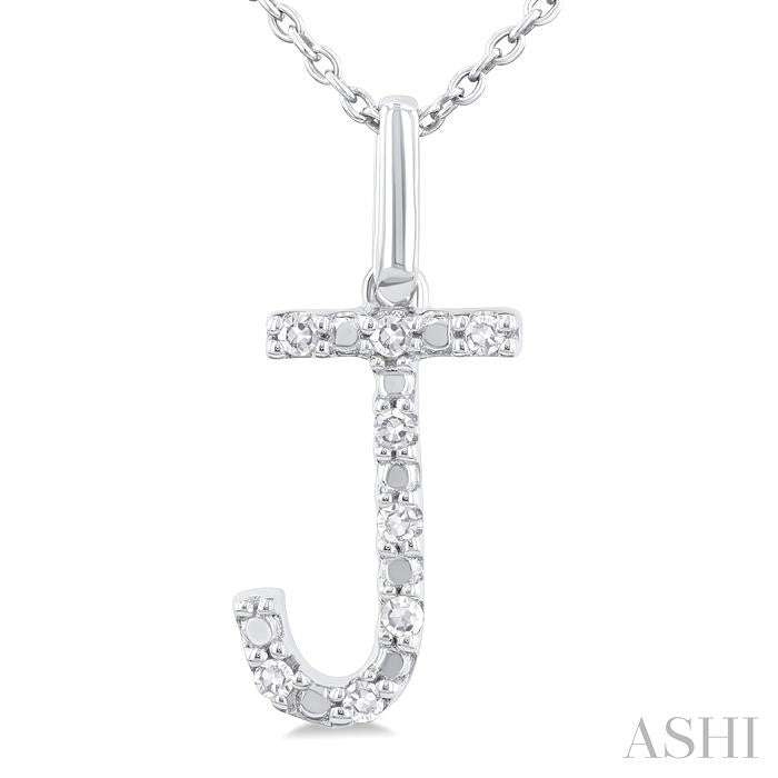 ASHI Silver Block 'J' Initial Diamond Pendant 85679PPSSSLPD-J