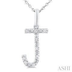ASHI Silver Block 'J' Initial Diamond Pendant 85679PPSSSLPD-J