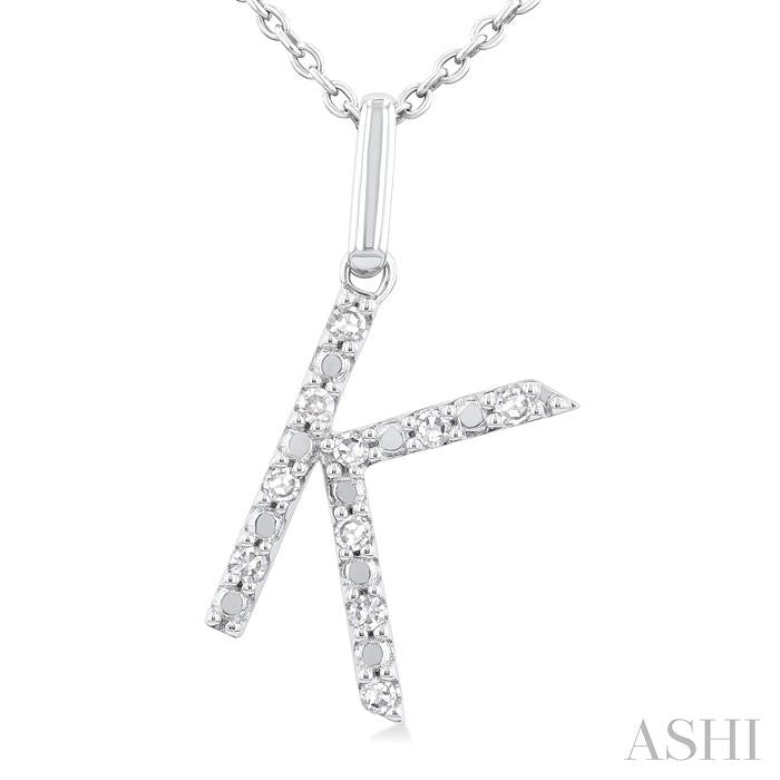 ASHI Silver Block 'K' Initial Diamond Pendant 85679PPSSSLPD-K