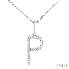 ASHI Silver Block 'P' Initial Diamond Pendant 85679PPSSSLPD-P