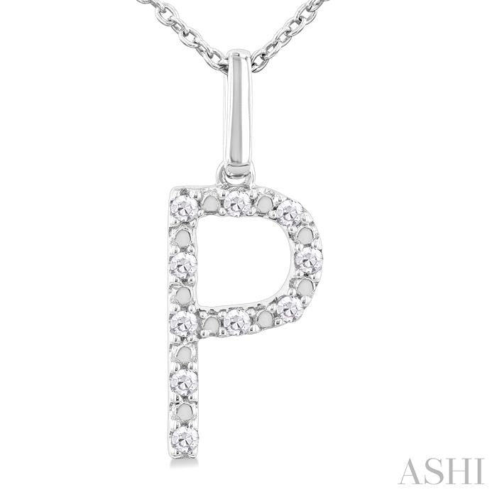 ASHI Silver Block 'P' Initial Diamond Pendant 85679PPSSSLPD-P