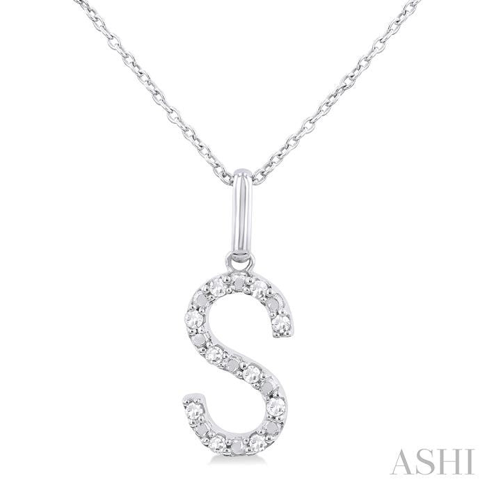 ASHI Silver Block 'S' Initial Diamond Pendant 85679PPSSSLPD-S