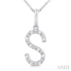ASHI Silver Block 'S' Initial Diamond Pendant 85679PPSSSLPD-S