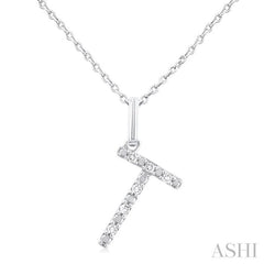 ASHI Silver Block 'T' Initial Diamond Pendant 85679PPSSSLPD-T