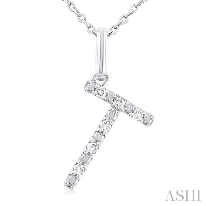 ASHI Silver Block 'T' Initial Diamond Pendant 85679PPSSSLPD-T