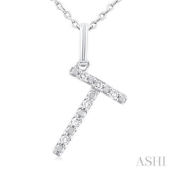 ASHI Silver Block 'T' Initial Diamond Pendant 85679PPSSSLPD-T
