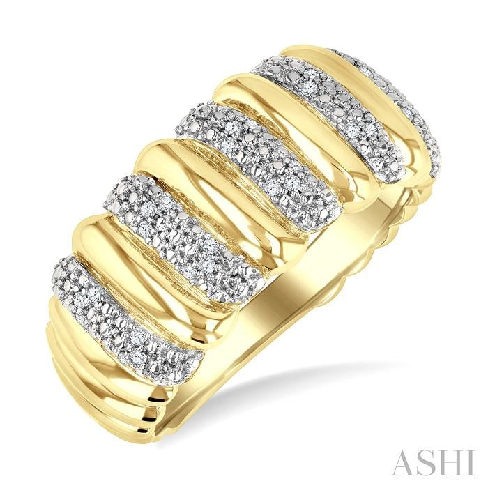 ASHI Gold Vermeil Bold Ribbed Diamond Wide Band 85738PPSSSLRG-GV
