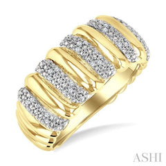 ASHI Gold Vermeil Bold Ribbed Diamond Wide Band 85738PPSSSLRG-GV