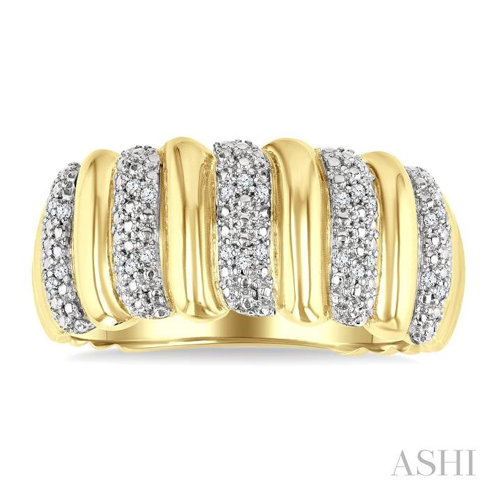 ASHI Gold Vermeil Bold Ribbed Diamond Wide Band 85738PPSSSLRG-GV