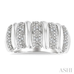 ASHI Silver Bold Ribbed Diamond Wide Band 85738PPSSSLRG