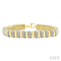 ASHI Gold Vermeil Bold Ribbed Diamond Fashion Bracelet 85738PPSSSLTB-GV