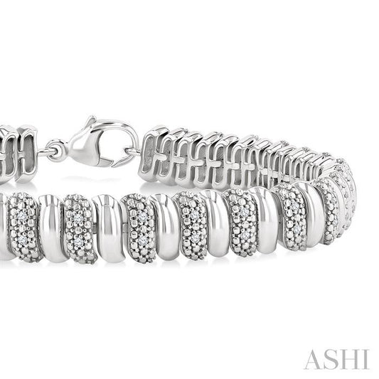 ASHI Silver Bold Ribbed Diamond Fashion Bracelet 85738PPSSSLTB